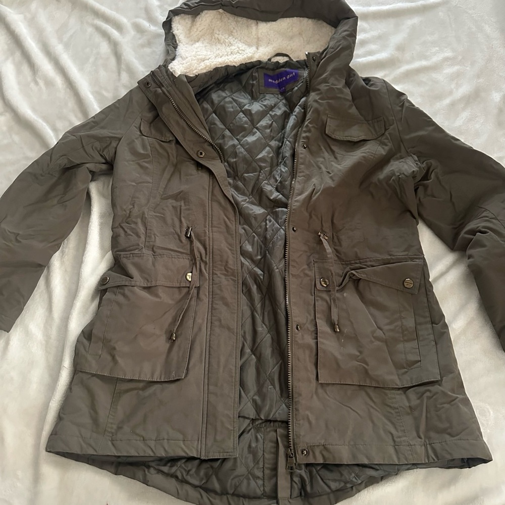 Madden Girl Khaki Utility Jacket with Hood